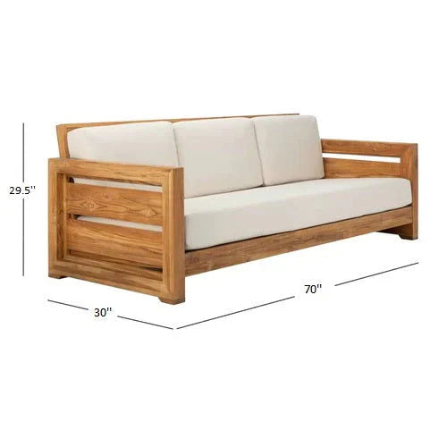 Solid Sheesham Wood Wide Outdoor Teak Patio Sofa