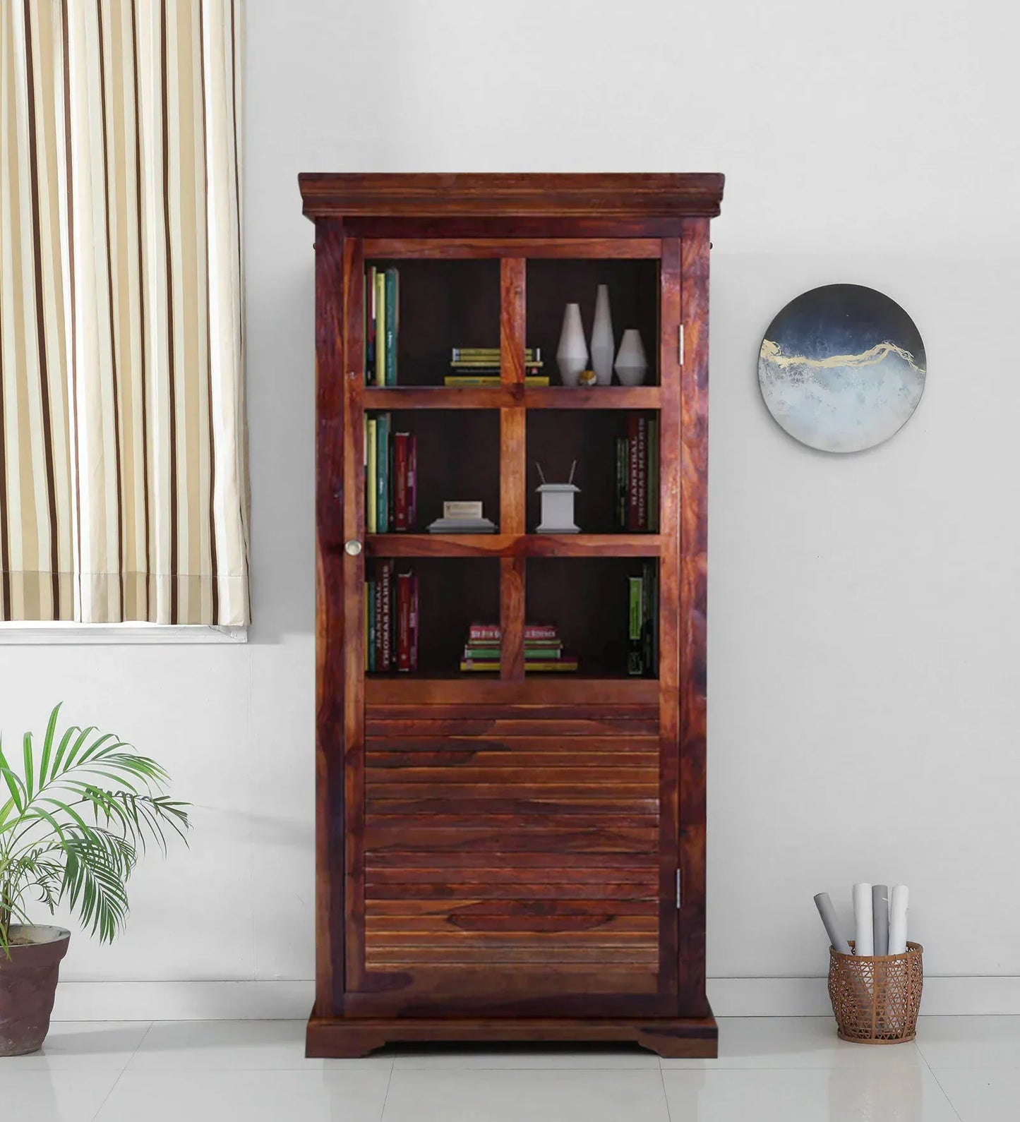 Sheesham Wood Book Case In Scratch Resistant Provincial Teak Finish