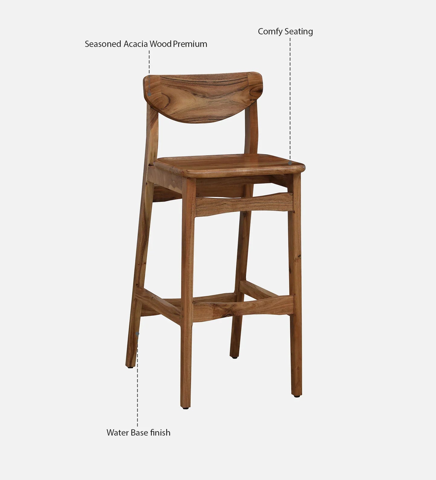 Wood 2 Seater Bar Table Set In Natural Finish