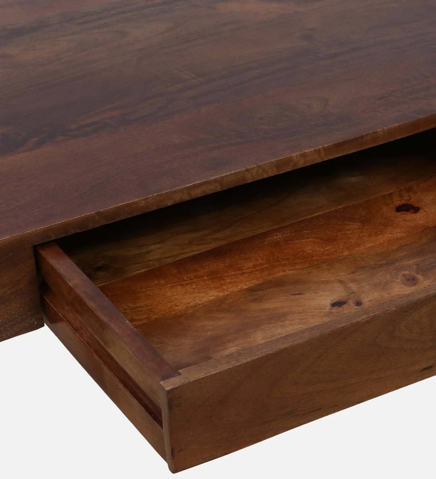 Solid Wood Writing Table In Rustic Teak Finish