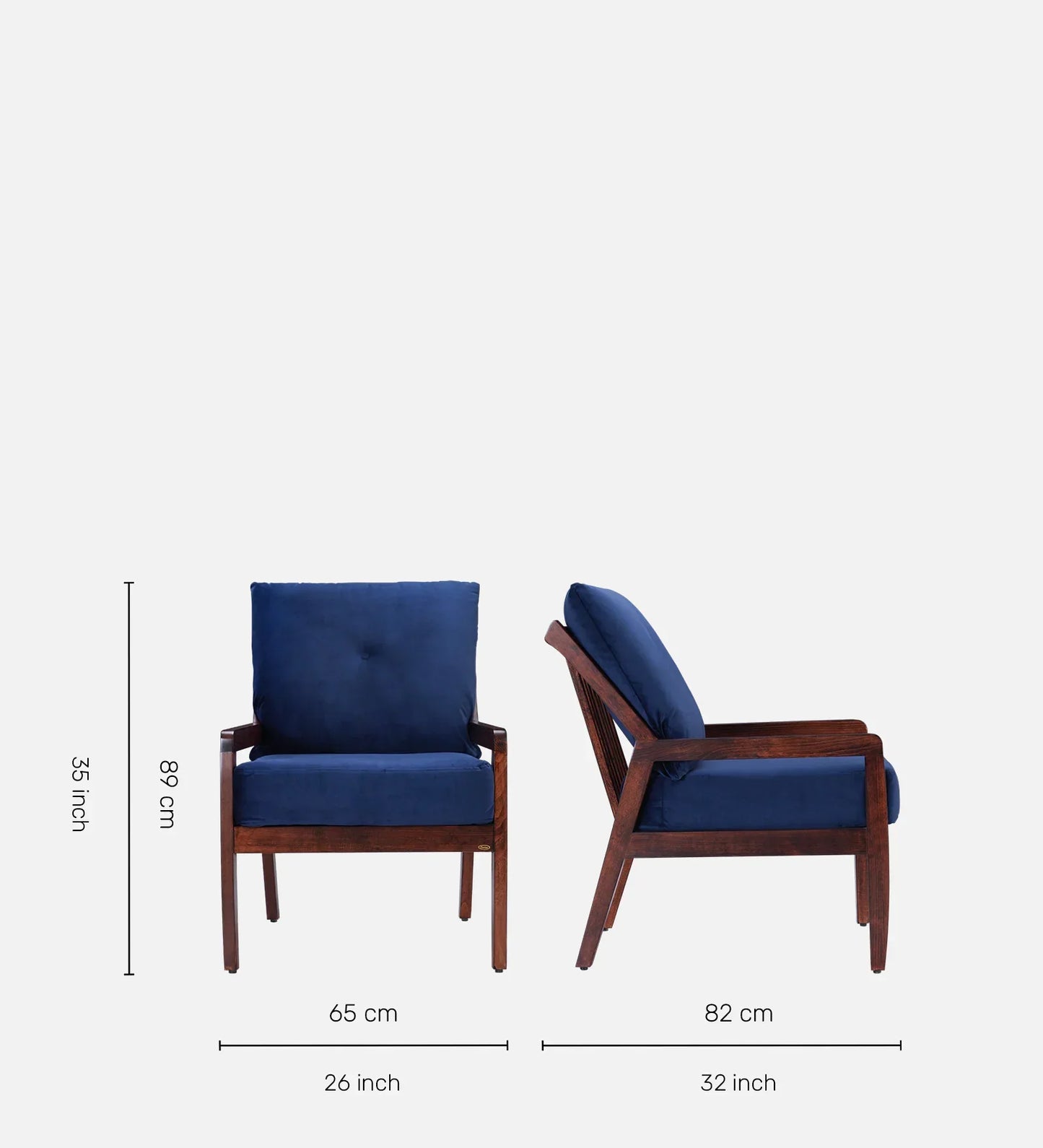 Livingston Fabric Arm Chair In Blue Colour